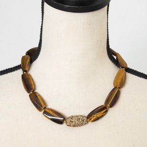 Tiger’s Eye quartz & stones choker necklace & bracelet set